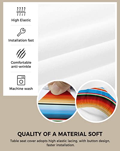 Mexican Serape Colorful Stripes Seat Covers For Dining Chairs, Stretch Kitchen Chair Slipcovers, Rainbow Parallel Lines Dining Room Chair Covers Removable Office Chair Cover Protector Set Of 6 #TOP1