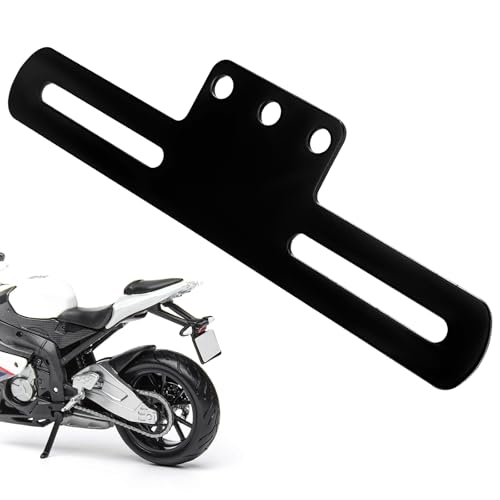 YTFRL Motorcycle License Plate Holder Heavy Duty Metal Tag Holder with Light Mount Holes Universal License Plate Light Bracket Mount Support Tail Rear Lights Motorcycle Accessories (1 PCS)