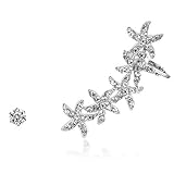 [Elegantes Design]: Die Ohrringe wurden entwickelt, um die Länge Ihres Ohrläppchen zu biegen, das Motiv Seestern und das Motiv der Edelsteine unterstreichen Ihre Seidenhaut.