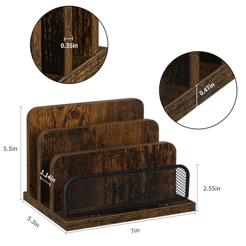 YINMIT Mail Organizer Countertop, Mail Holder with 3-Slot, Desktop Mail Sorter, Mail Organizer for Desk, Letter Sorter File Holder, Office Desk Organizers and Accessories - Thumbnail 3