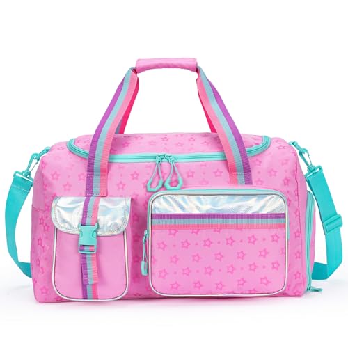 Bolsa Deporte Niña Bolsa Piscina Bolsa Viaje Fin de Semana Mujer Bolsa de Fin de Semana Gym con Compartimento Zapatos Rosa