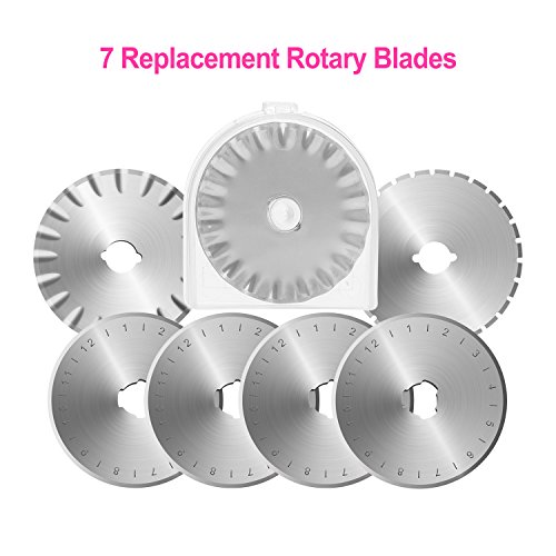 image for 45mm Rotary Cutter Set, AGPtEK Pink Rotary Cutter with 7 Replacement R