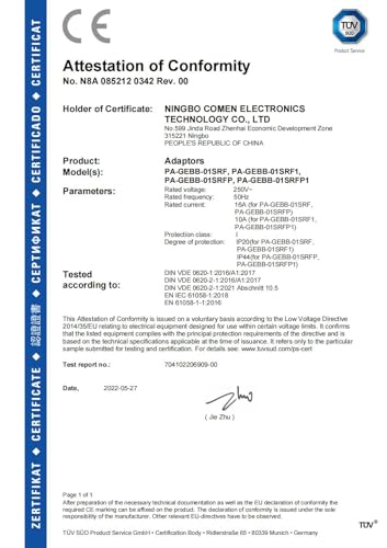 Funksteckdosen mit Fernbedienung,TÜV-zertifiziert, 10A,2300W, Reichweite 30m, Funkschalter Set Selbstlern-Funktion für Lampen, Ventilatoren, 5er Steckdosen