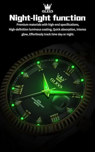 Image of OLEVS Classic Mens Watch Diamond Analog Luxury Watches Stainless Steel Waterproof Date Two Tone Luminous Watch for Men
