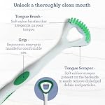 GuruNanda Dual Action Tongue Scraper (1 Pack), 2-in-1 Tongue Scraper & Soft Bristled Brush, Deep Cleans & Fights Bad Breath - Color Varies - Image 2