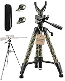 60 Inches Height Rifle Shooting Tripod, Hunting Rest V Yoke Rifle Rest with 3/8 Thread, 3D Pan Head, 1/4' Quick-Release Plate, Aluminum Crossbow Shooting Stand for Hunting, Shooting & Outdoors