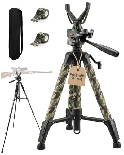 60" Rifle Shooting Tripod with V Yoke, 3D Pan Head, Aluminum