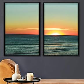 signwin 2 Piece Framed Canvas Wall Art Sunset...