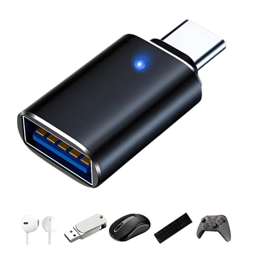Adaptador OTG Premium USB 3.0 Fêmea para USB C Macho com LED Conector Tipo C — Transferência Rápida Pen Drive Teclado Mouse HD Externo Ideal para Android Tablet Celular e Notebook