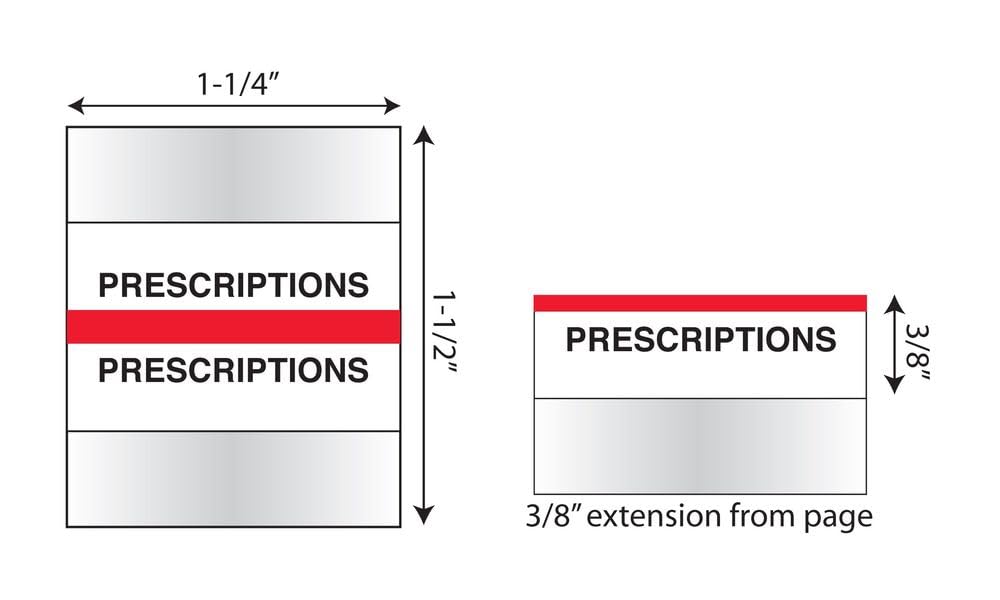 Tabbies Medical 54573 zakładka "Presskription", 3,8 x 1,3 cm, czerwona, 100 sztuk