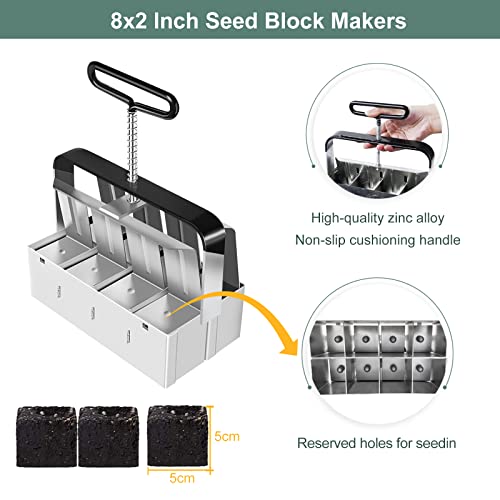 Fovern1 Soil Block Maker, 8 Soil Blocker 2-Inch Manual Quad Soil Blocker Set, Handheld Seeding Soil Blocker Garden Blocking Tools For Seedings, Cuttings, Greenhouses #TOP2