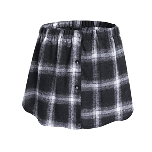 Jupe courte en denim noir style tablier amovible et rallonge de chemise intégrée