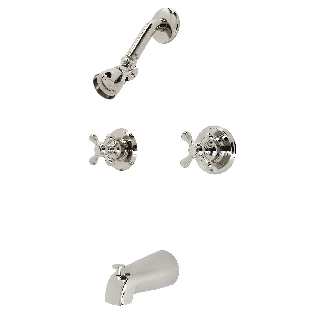 Mélangeur douche baignoire Kingston Brass KB246AXPN nickel poli style ancien deux poignées