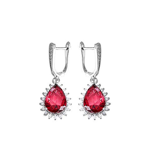 Boucles d'oreilles rubis en forme de goutte d'eau pour femmes