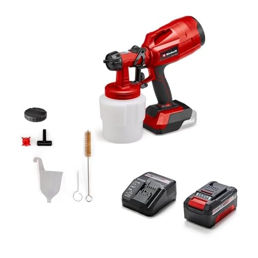 Einhell Akku-Farbsprühsystem TC-SY 18/60 Li Power X-Change (Li-Ion, 18 V, Förderleistung 650 ml/min, 800 ml Farbbehälter, inkl. 2,0 mm und 2,5 mm Düse, 4 Ah Akku und Ladegerät)