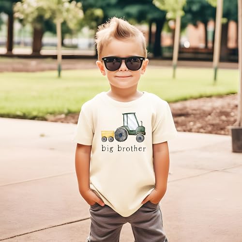 Big Brother Barn Farm Tractor Shirt for Sibling Reveal Baby Announcement Outfits4