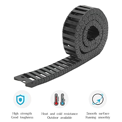 Corrente de arrasto de nylon preto 10 x 30 mm, tamanho interno, 1 m de comprimento com conector de e