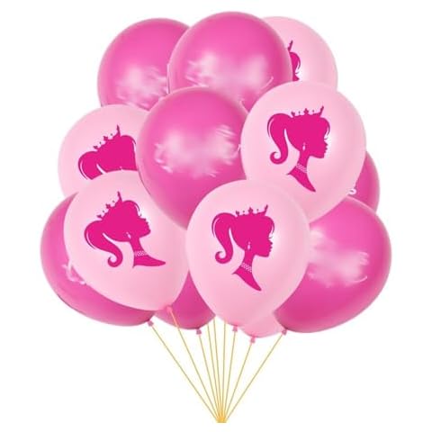 15Pcs Hot Pink Barbie Party Balloons Cover