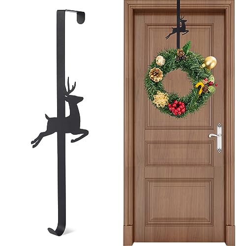 1Pièces Crochets pour Couronne de Noël en Métal, Crochets de Porte Cintre de Couronne Noir élan Crochets de Suspension pour Porte D'entrée Pour Noël, Mariage, Maison, Bureau, Décoration de Porte