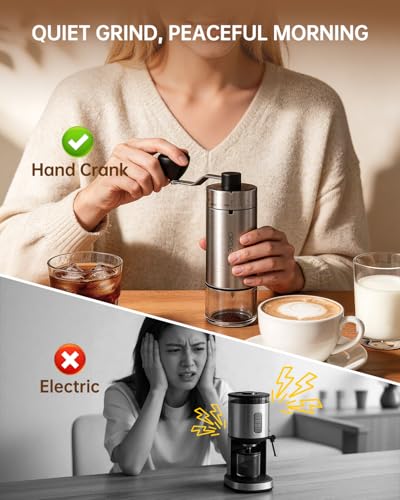 Image of CIRCLE JOY Mini Manual Coffee Grinder with 40 External Adjustable Settings and Ceramic Conical Burr, Portable Stainless Steel Hand Coffee Grinder for Home and Travel