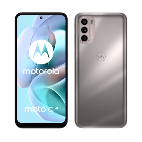 Motorola g41 (6.43 インチ フル HD+ OLED スクリーン、48MP トリプルカメラ、オクタコア プロセッサ、5000 mAH バッテリー、デュアル SIM、128GB/6GB、Android 11)、ゴールド、ES/PT バージョン