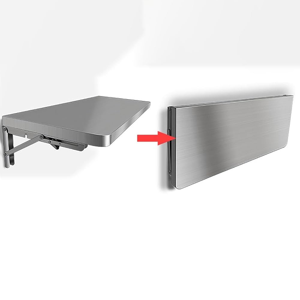 Table pliante murale en acier inoxydable – Étagère de cuisine compacte et polyvalente 100 x 40 cm – Établi flottant idéal pour la salle à manger et la buanderie