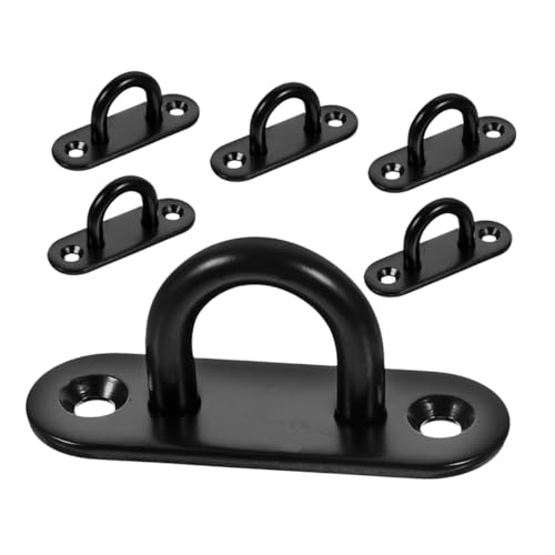 balacoo Ceiling Hanging Hooks 6pcs Metal Plate Hooks Black u Shaped Bracket Ceiling Fan Mount Heavy Duty for Lights Swing Eye Pad