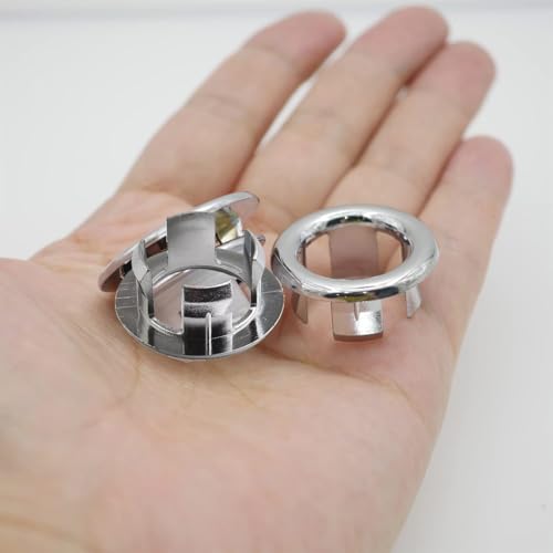 ZAAWUUT 4 Stück runde Überlauf-Hohlringe, Überlauf-Ablaufabdeckung, Küche, Badezimmer, Waschbeckenloch, runde Waschbeckenabdeckung, Badewannenloch, Überlaufkappeneinsatz in Lochersatzteilen (Silber)