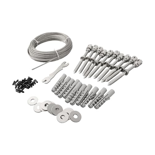 FUANA Kit de treillis métallique pour plantes grimpantes, ensemble de treillis mural, support croisé en acier inoxydable avec corde de 16 m, clôture de jardin pour l'extérieur avec corde de 16 m