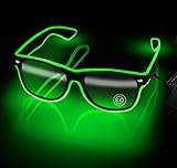 lumous rola Las gafas LED iluminan el Wire Rave obturador gafas, brillan en la oscuridad intermitentes, gafas luminosas para fiestas, EDM, Halloween RB01 patentado (verde)
