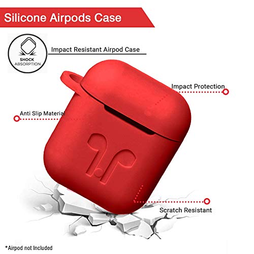 Image of Colorcase Silicone Shock Proof Protection Sleeve Skin Carrying Bag Box Cover Case for Apple AirPods 1&2 Wireless Headset Earphone (Red)