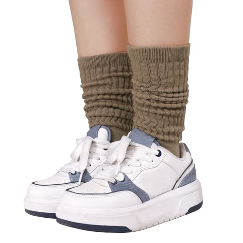 Pilates Socks for Women with Non Slip Grippers, Yoga Slouch Long Slipper Socks for Barre Workout Hospital 3 Pairst4