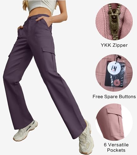 Image of Lepunuo Cargo Pants for Women High Waisted Casual Pants Baggy Stretchy Wide Leg Y2K Streetwear with 6 Pockets