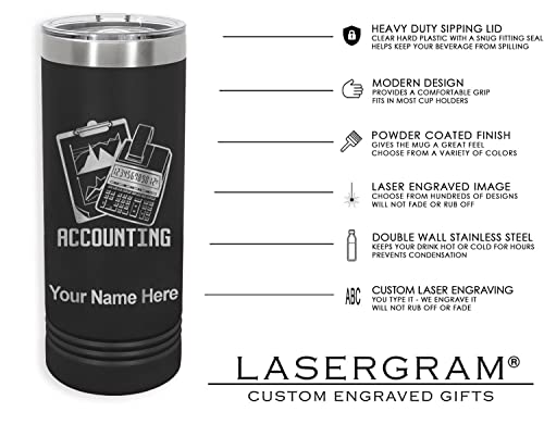 Lasergram 22Oz Vacuum Insulated Skinny Tumbler, Musical Notes, Personalized Engraving Included (Black) #TOP3