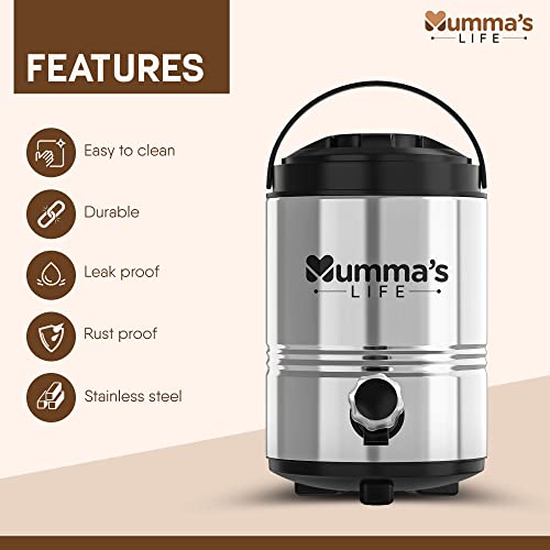 Image of Mumma's LIFE Water Camper Stainless Steel Thermos Flask Jug 5 Liters | Insulated Water Dispenser with Tap | Hot & Cold Water Jug for Home Outdoor Use
