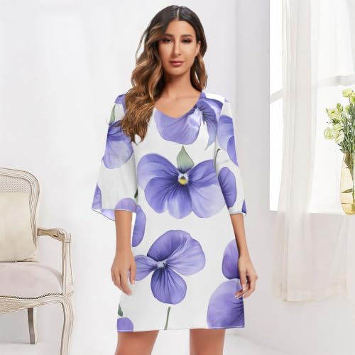 Robe hawaïenne blanche à col en V fluide et légère - 6