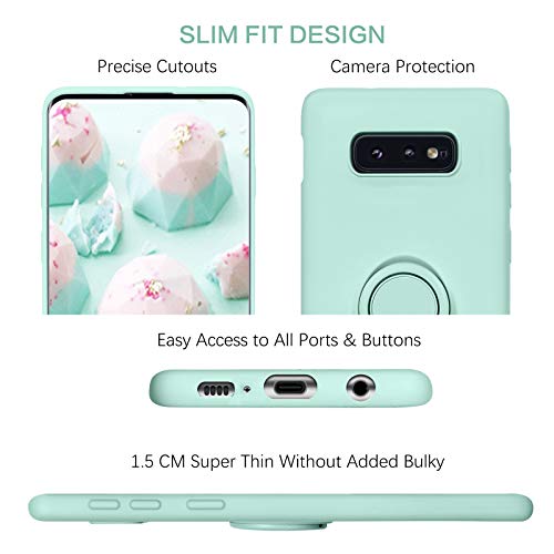 Bentoben Samsung Galaxy S10E Case, Slim Silicone Soft Rubber With 360° Ring Holder Kickstand Car Mount Supported Shockproof Bumper Protective Case Cover For Samsung Galaxy S10E 5.8" (2019), Mint Green #TOP7