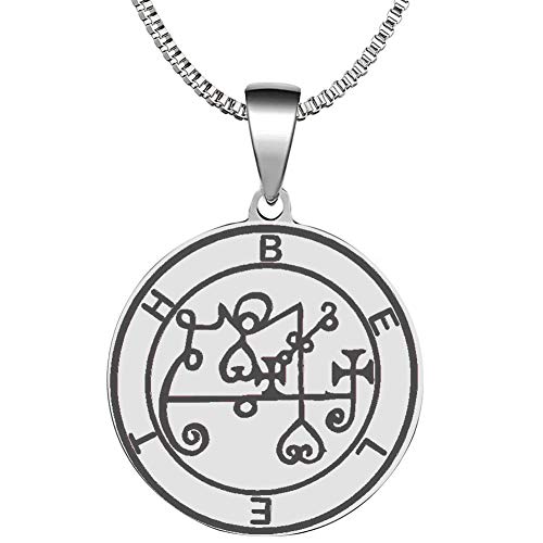 Laser Engraved Demon Beleth King of Hell Goetic Seal Lesser Key of King Solomon Stainless Steel Pendant Necklace