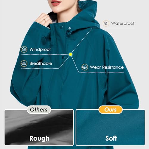 LAMA Sea Blue Lightweight Women's Raincoat with Hood - X-Large, Waterproof and Packable - Image 2