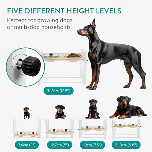 Navaris Hundenapf erhöht - Höhenverstellbarer Hundenapf Grosse Hunde - Aus Edelstahl 304 - Spülmaschinengeeignet - Einfache Montage - 1180ml pro Napf - Inklusive Klebepunkte