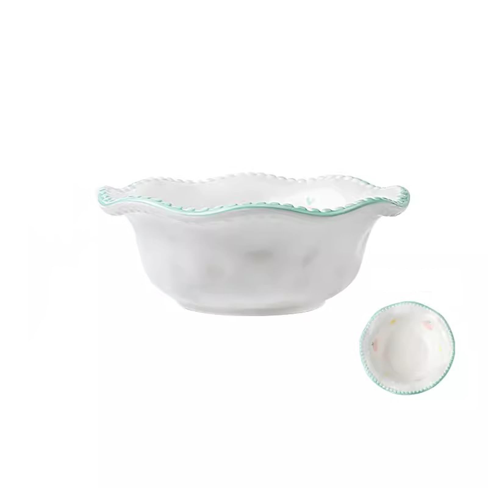 IROEJT Salad Bowls 2 Pcs Ceramic Fruit Salad Bowl Cute Tableware Home 6-Inch Noodle Bowl Kitchen Soup Bowls，4