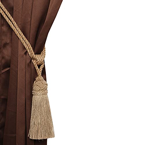 MALANOV 2 Pack Curtain Tassel Tiebacks, Strong Heavy Handmade Natural Jute Rope Drapery TieBacks, Decorative Holdbacks Holders for Window Sheer and Blackout Panels - Image 3