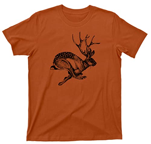 Jackalope T Shirt Mythical Jackrabbit with Antelope Horns Cryptid Legendary Creatures Tee (XL Texas Orange)