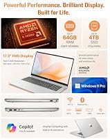 HP 17 inch FHD Laptop Computer, AMD Ryzen 5 7430U, 32GB RAM, 1TB SSD — image 2
