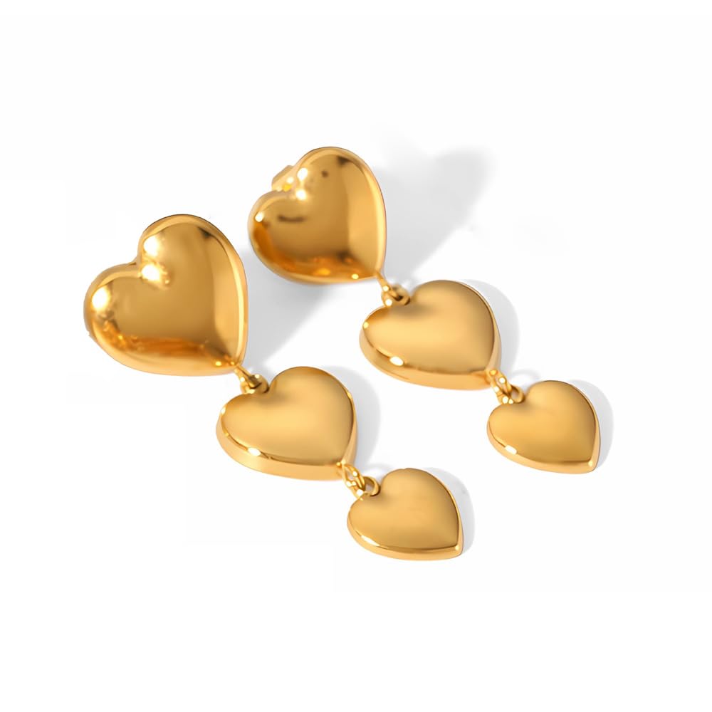 TOFBSPendientes de Corazon Dorados Mujer Joyería 18K Pendientes Vintage Colgante Hipoalergénicos Piercing Oreja Joyería
