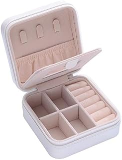 Sylanfia Jewellery Box Organizer Small for Travel, Exquisite Jewellery Storage Box for Women, Light Mini Jewellery Case Organiser with Mirror for Ring Earring Necklace, Jewelry Gift Box Girls