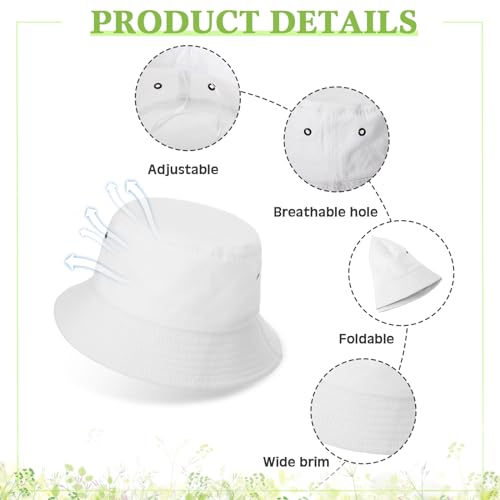 Image of Sureio Washed Cotton Bucket Hats Bulk for Women Men Wide Brim Summer Cap Unisex Beach Fishing Hat for Adult Outdoor, Plain