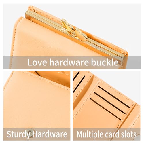 Cartoon Buckle Small Wallets for Women Ladies, RFID Blocking Purse, Cute Multi Slots Zero Moneybag (Orange)4