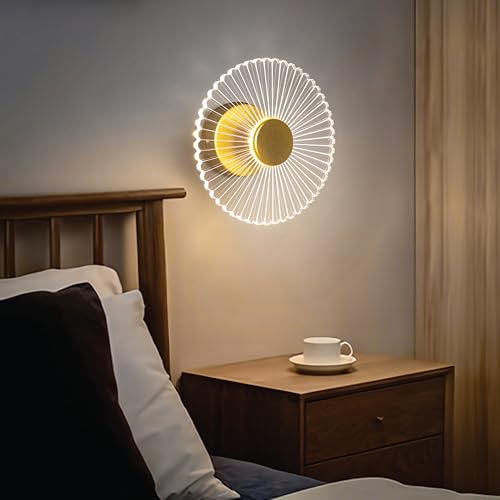 Image of Spiral Pattern 3-in-1 LED Wall Light Decorative Lamp with Golden Center Artistic Accent Lighting for Living Room Bedroom Hallway & Home Decor (Aurora Glow Modern Wall Light, Pack of 2)