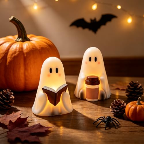 Image of Wondise Cute Ghost Halloween Flameless Candles with 6hrs Timer